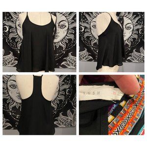 Lush black racerback flowy top XS
